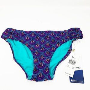 Leilani Navy Multicolored  Shirred Swim Bottom 8